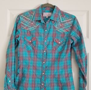 Blue and pink western rodeo shift